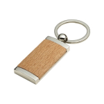 Schlüsselanhänger aus Bambus in rechteckiger Form im Metallgehäuse farbe holzton sechste Ansicht