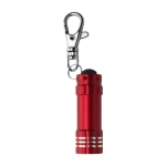 Aluminium Schlüsselanhänger mit 3 LED-Taschenlampen und Karabiner farbe rot zweite Ansicht