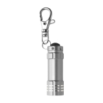 Aluminium Schlüsselanhänger mit 3 LED-Taschenlampen und Karabiner farbe silber zweite Ansicht