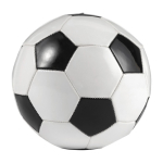 Kleiner Fußball aus PVC mit Logo für Events bedrucken farbe weiß/schwarz dritte Ansicht