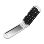 Aufklappbare Haarbürste mit Spiegel als Werbemittel für Friseure farbe weiß vierte Ansicht