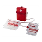 Kleiner wasserfester Verbandskasten mit Erste-Hilfe-Set zum Umhängen farbe rot zweite Ansicht