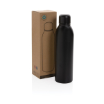 Recycelte Stahlflasche im Designer-Look als Werbeartikel, 500 ml farbe schwarz Ansicht mit Box