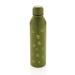 Recycelte Stahlflasche im Designer-Look als Werbeartikel, 500 ml farbe militärgrün Ansicht mit Logo