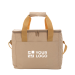 Thermokühltasche für 20 Dosen aus recyceltem Material farbe hellbraun Ansicht mit Druckbereich