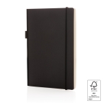 FSC-zertifiziertes Linien-Notizbuch mit Stiftschlaufe am Einband, A5 farbe schwarz