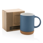 Kaffeebecher mit Korkboden mit matter Außenwand für Büro, 280 ml farbe blau Ansicht mit Box