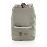 Laptop Rucksack aus recyceltem Polyester 15,6 Zoll farbe hellgrün Ansicht mit Logo