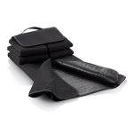 Faltbare Picknickdecke aus Fleece mit Tragegriff als Werbeartikel farbe schwarz