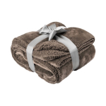 Decke mit einer Samtseite und eine im Sherpa-Finish mit Logo bedrucken farbe taupe