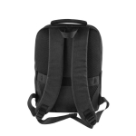 Laptop-Rucksack aus RPET-Polyester mit USB-Anschluss und Koffergurt farbe schwarz dritte Ansicht