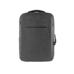 Laptop-Rucksack aus RPET-Polyester mit USB-Anschluss und Koffergurt farbe grau erste Ansicht