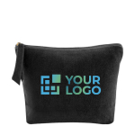 Kosmetiktasche aus Samtstoff als Merchandising, 325 g/m2 farbe schwarz Ansicht mit Druckbereich