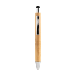 Bambus Kuli mit Druckknopf mit taktilem Stift und blauer Tinte farbe holzton fünfte Ansicht