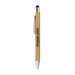 Bambus Kuli mit Druckknopf mit taktilem Stift und blauer Tinte Ansicht mit Druckbereich