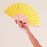 Günstige Fächer aus Holz und Polyester für Events farbe gelb zweite Ansicht
