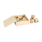 Tic-Tac-Toe Spiel aus Holz in einer Box als Werbemittel für Familien farbe holzton erste Ansicht