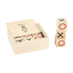 Tic-Tac-Toe Spiel aus Holz in einer Box als Werbemittel für Familien farbe holzton dritte Ansicht