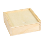 Tic-Tac-Toe Spiel aus Holz in einer Box als Werbemittel für Familien farbe holzton Detailbild