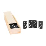 Domino-Spiel in einer Holzbox mit Lasergravur als Werbegeschenk farbe holzton erste Ansicht