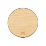 Kabelloses Ladegerät in Bambusoptik, rund, „Bamboo“ farbe weiß zweite Ansicht