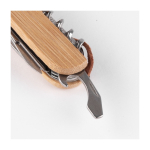 Taschenmesser aus Edelstahl mit Bambus und 9 Funktionen gravieren farbe holzton zweite Ansicht