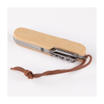 Taschenmesser aus Edelstahl mit Bambus und 9 Funktionen gravieren farbe holzton dritte Ansicht
