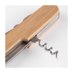 Taschenmesser aus Edelstahl mit Bambus und 9 Funktionen gravieren farbe holzton Detailbild