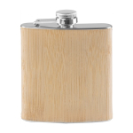 Flachmann aus Metall mit Bambusverkleidung bedruckt, 175 ml farbe beige erste Ansicht