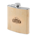 Flachmann aus Metall mit Bambusverkleidung bedruckt, 175 ml farbe beige fünfte Ansicht