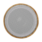 Runder Bluetooth-Lautsprecher aus Bambus mit Logo bedruckbar farbe schwarz dritte Vorderansicht