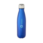 Vakuumisolierte Trinkflasche aus Edelstahl als Werbegeschenk, 500ml farbe köngisblau Ansicht mit Tampondruck