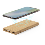 Bambus-Powerbank mit kabellosem Laden 6.000 mAh farbe holzton zweite Ansicht