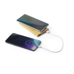 Bambus-Powerbank mit kabellosem Laden 6.000 mAh farbe holzton dritte Ansicht