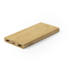 Bambus-Powerbank mit kabellosem Laden 6.000 mAh farbe holzton erste Ansicht