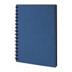Bedrucktes liniertes Notizbuch mit Klappdeckel aus Recyclingkarton, A5 farbe blau erste Ansicht
