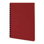 Bedrucktes liniertes Notizbuch mit Klappdeckel aus Recyclingkarton, A5 farbe rot erste Ansicht