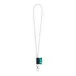 Röhrenförmigs Lanyard mit druckbarem Etikett in Vollfarbe farbe weiß Ansicht mit Druckbereich