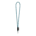 Röhrenförmiges Lanyard mit bedruckbarem Etikett, Expressversand farbe cyan-blau