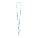 Röhrenförmiges gestreiftes Lanyard für Events, Expressversand farbe cyan-blau
