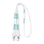 Lanyard aus RPET mit 2 Karabiner für Sublimationdruck, Expressversand farbe weiß Ansicht mit Druckbereich