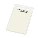 Vertikaler Kunststoffausweis mit Karabinerlöchern 11x17 cm farbe transparent Ansicht mit Logo 1