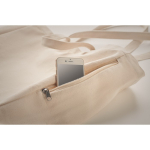 Recycling-Einkaufstasche mit Innentasche bedrucken, 380 g/m2 farbe beige drittes Detailbild
