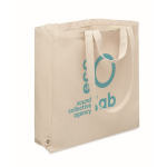 Recycling-Einkaufstasche mit Innentasche bedrucken, 380 g/m2 farbe beige Hauptansicht