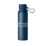 Thermosflasche mit Deckel und Silikongriff mit Logo bedrucken, 780 ml farbe ultramarinblau Ansicht mit Druckbereich