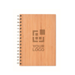 Notizbuch mit Bambus-Cover und cremefarbenen Seiten mit Logo, A5 farbe holzton Ansicht mit Druckbereich