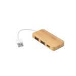 USB Hub aus Bambus mit 2 Typ A Ports und 1 Typ C Anschluss farbe natürliche farbe