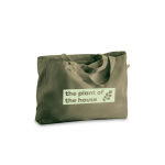 Tasche aus recycelter Baumwolle mit langen Henkeln, 280 g/m2 farbe dunkelgrün Ansicht mit Logo 1