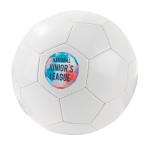 Fußball aus PVC als Werbeartikel mit Logo bedrucken lassen farbe weiß Ansicht mit Logo 1
