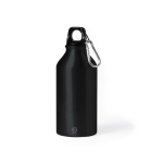 Kleine Flasche aus recyceltem Aluminium mit Karabiner, 400 ml farbe schwarz erste Ansicht